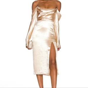 Majorelle Cecilia Midi Dress in Champagne Size Small Size Small